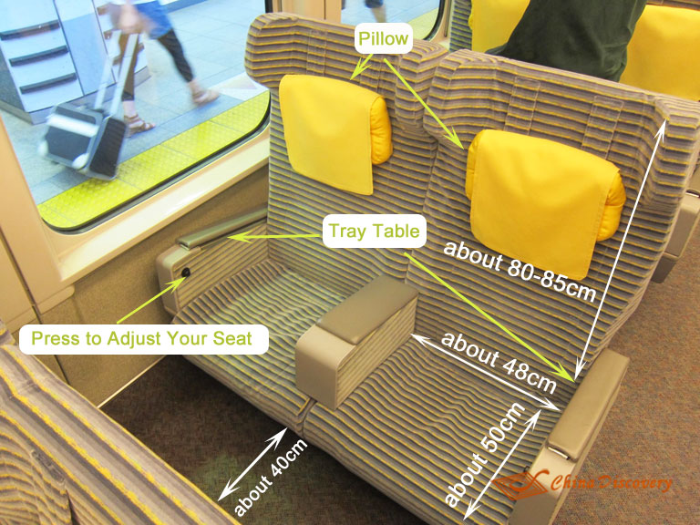 Click to See Size of First Class Seats China Bullet Train First Class Seats